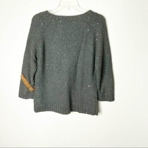 Talbots Gray Wool Blend Sequin Sweater Size Medium - Picture 2 of 5